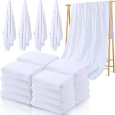16 Pcs White Sublimation Beach Towel Bulk 400 GSM Thick Polyester Bath Towel Abs