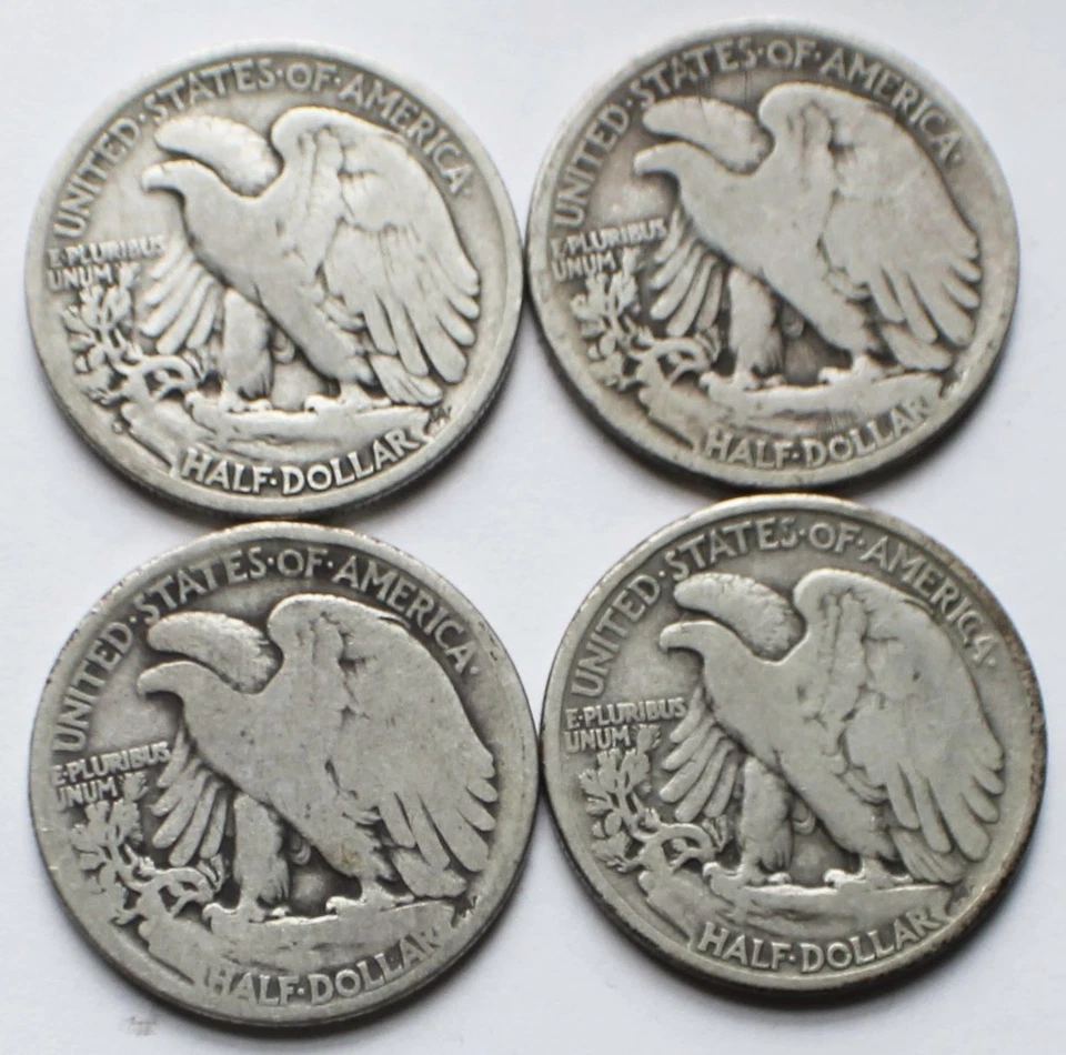 1916, 1918-S, 1919, 1920 Walking Liberty Silver Half Dollars G/F, Four 50C coins - Image 2 of 4