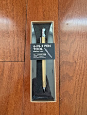 6 in 1 Multi Tool Brass Ballpoint Pen Ruler Level Phone Hold Stylus Gadget Offic