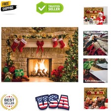 7x5ft Christmas Photography Backdrops Child Christmas Fireplace Decoration Ba...