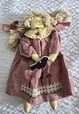 Vintage Handmade Doll with Bird Decoration Decor Primitive Country Style