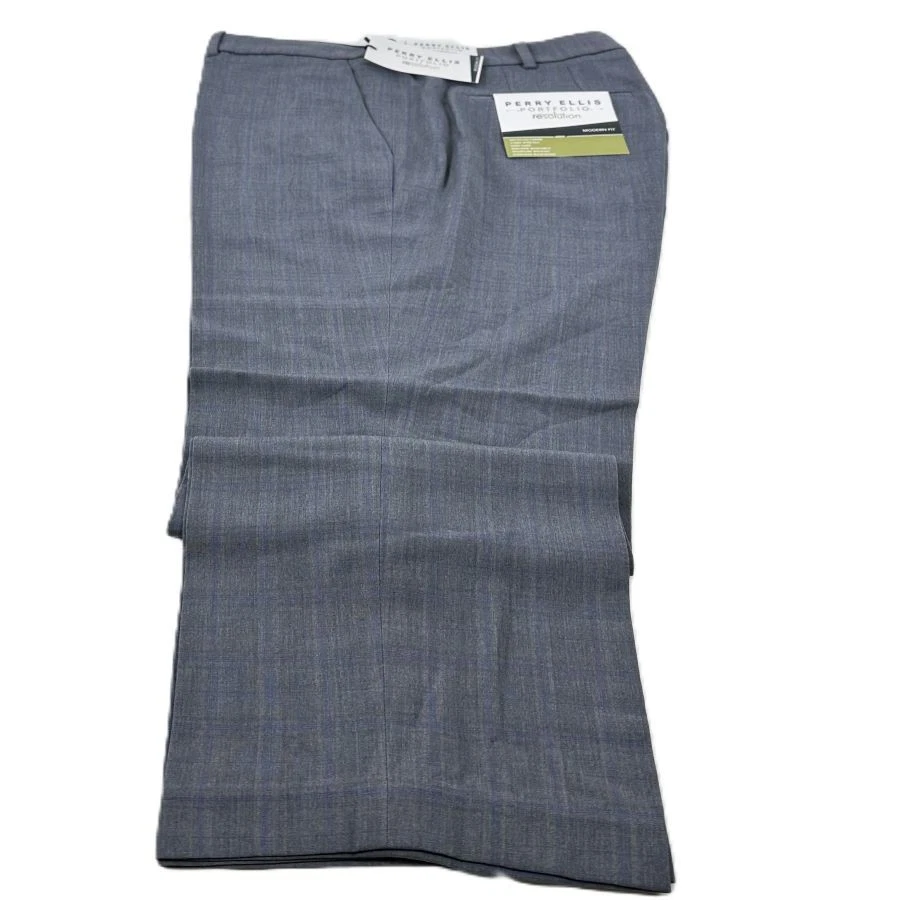 Perry Ellis Portfolio Men's Modern-Fit Resolution Dress Pants Mid Grey-34/34