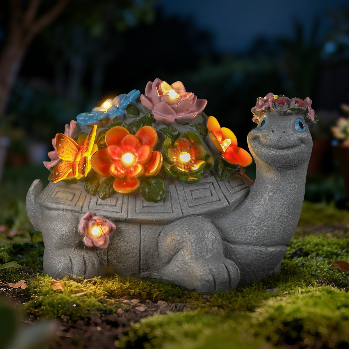 Eco-Friendly Solar-Powered Turtle Statue: Outdoor Garden Light