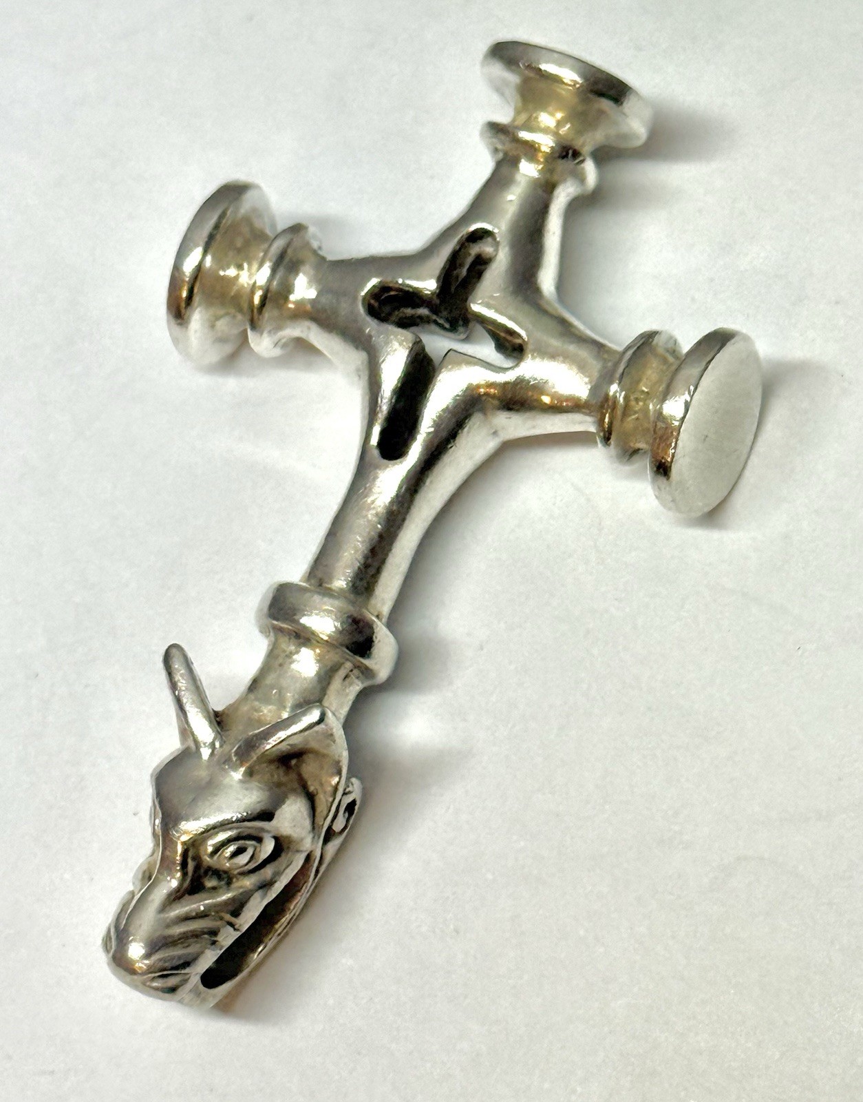 Large Solid Sterling Silver 925 Icelandic Wolf Cr… - image 2