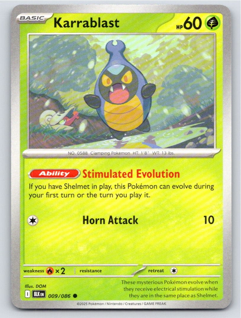 2025 POKEMON KARRABLAST BLACK BOLT 009/086 COMMON NM A14556 FREE S&H
