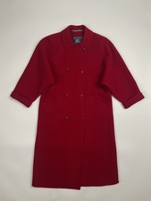 Burberrys Prorsum Vintage Red Wool Long Coat Women s M-L France Double Breasted