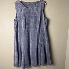 IVANKA TRUMP Brown Faux Suede Dress 22W Sleeveless Knee Length Preppy Western