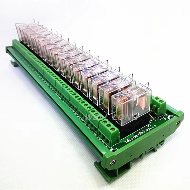 16 Channels DIN Rail Mount 16A Power Relay Interface Module G2R-1-E DC ...