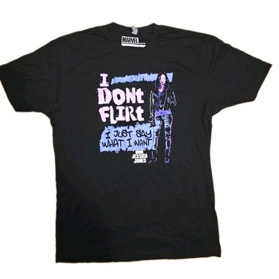 Marvel Jessica Jones ''I Don't Flirt, I Just Say What I Want'' Black t-shirt sz L 