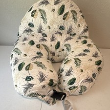 Baby Shopping Cart Cover Seat Cushion w/ Safety Strap Buckle, White Green Leaf