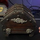 Wood & Metal Decorative Chest Box Hinged Lidded Small 10x5 in Brown/Black — photo 5