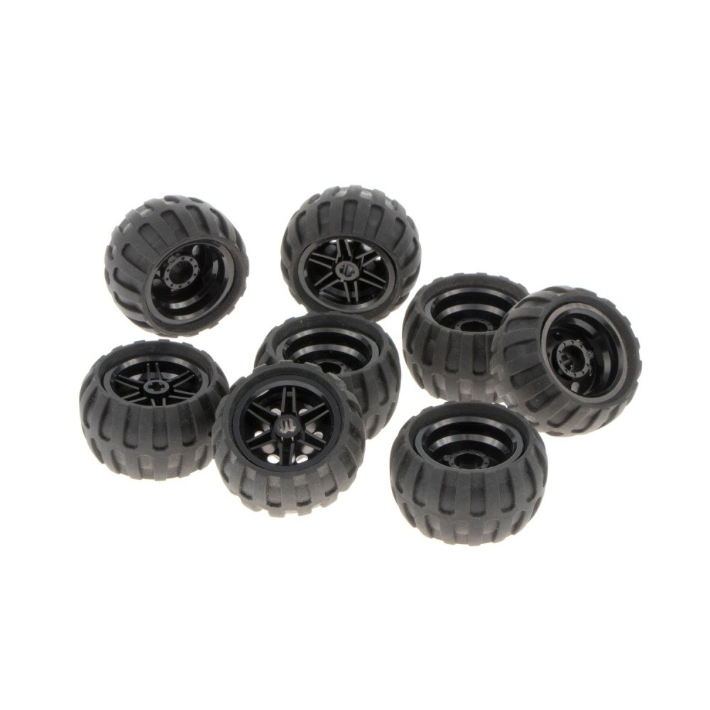 8x Lego Technic Wheel 43.2x26 Rim 30.4x20 Black Balloon Tire 61481 56145c04
