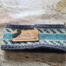 FROM THE SORCE, NEPALESE 100% WOOL HEADBAND, HAND KNITTED, FLEECE LINED
