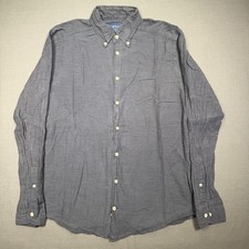 Eton Shirt Mens Medium Navy Blue Twill Cotton Long Sleeve Button Up Slim-Fit