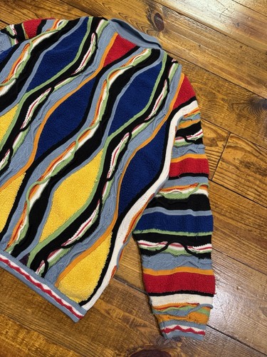 Vintage COOGI Australia Knit Cotton Full Zip Jacket Sweater Multi Color RARE 90s - Picture 8 of 14