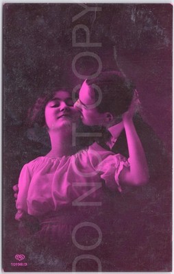 Romantisches Paar, das du mit letzter Nacht Nachricht RPPC antike Postkarte warst