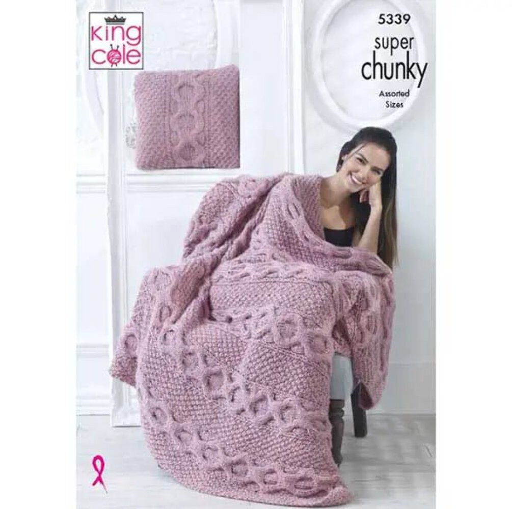 King Cole Blankets & Cushions Knitting Pattern 5339 - Super Chunky