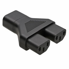 IEC Mains Splitter Plug Y Adapter Block - C14 Socket to 2 x C13 Plugs (1 into 2)
