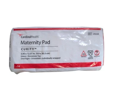 Cardinal Health Maternity Pads Curity 14 Count 3.90 x 12.01 Inches.FREE DELIVERY