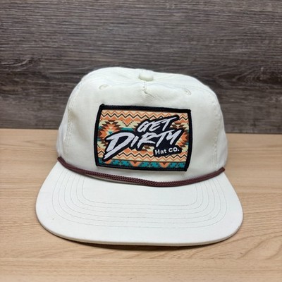 Get Dirty Hat Co Hat Cap Snap Back White Rope Hat Southwest Aztec Logo Adventure