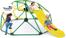 Climbing Dome with Slide, Kids Outdoor Jungle Gym Geometric Dome Climber, Steel