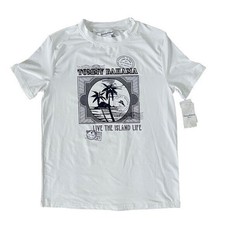 Tommy Bahama Kids Size L Short Sleeve Rash Guard Swim Shirt UPF 50 Island Life