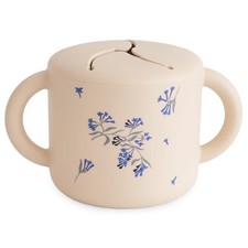 mushie Silicone Snack Cup Spill Proof Food 13.5 Ounces, Lilac Flowers