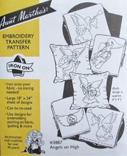 Aunt Martha's 3887 Angels on High Holiday Christmas Embroidery Transfer Pattern
