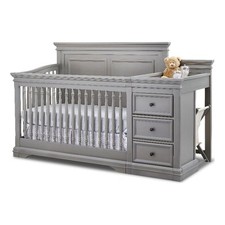 Sorelle Portofino Traditional Wood Crib  Changer in Weathered Gray