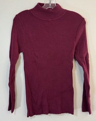 American Knitworks Vintage Pullover Mock Neck Sweater Womens Medium Burgundy New