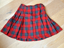 Vintage 1960s/70s 100 Wool Scottish Kilt Green Red Tartan, Women s XS