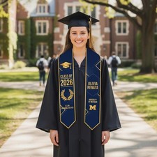 Personalized Graduation Stole, Custom Name Grad Sash, Gift for Graduates, Class