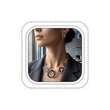 Gold Black Jewelry Sets for Women, Alloy Material Elegant Chunky Statement