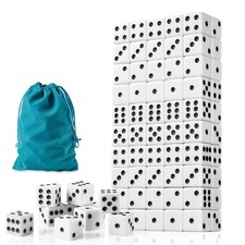 100 Pieces Dice Set, 16MM Standard Game White Dices, Opaque Six Sided Dice wi...