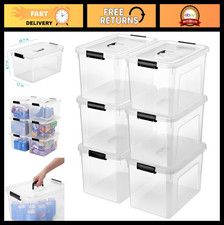19 Quart Stackable Clear Storage Bins with Lids - 6-Pack Organizing Boxes