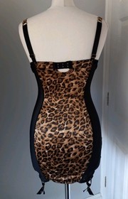 Dita Von Teese Von Follies Leopard Print Black Stretch Fitted Corset Basque 34D