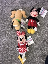 Disney Mickey Mouse Minnie  Pluto Bean Bag Doll Set NWT