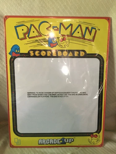 #8216 Arcade1up Pac-Man 18x24" Tin Scoreboard w/Marker, Cloth New In Sealed Box