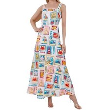 Womens Beach Getaway Square Neck Maxi Dress in Multi, Size L