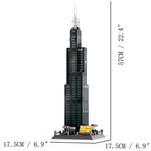 Chicago Willis Tower Architecture Model Wange Building Block Toy Set 1241 Pieces - Picture 6 of 8