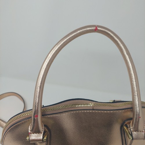 Steve Madden Rose Gold Metallic Satchel Bag Wristlet Crossbody Chain Strap - Picture 6 of 16