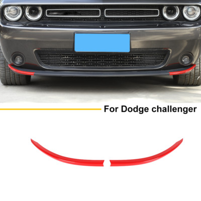 For Dodge Challenger 2015-2022 Red Front Bumper Lip Protect Cover Bezel Trim,2PC