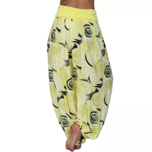 Women Elastic Waist Boho Floral Harem Trousers Baggy Wide Leg Palazzo Pants - Picture 57 of 60