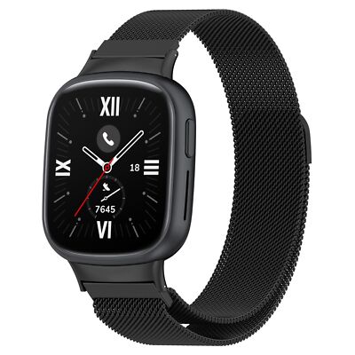 Für Honor Watch 4 Milan Metall Mesh Ersatz Armband mit Magnetverschluss Schwarz