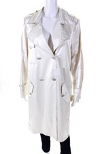 Chanel Womens Cotton Silk Satin Belted Trench Coat White Size White Size 38