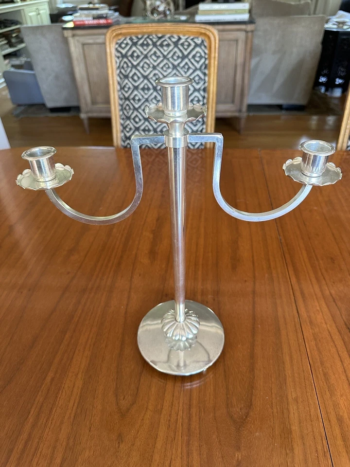 Candelabro cromado Art Deco “Croyden” diseñado para The Chase Brass And Copper Co. Foto 2 de 4