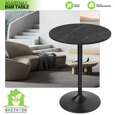 23.6" Black Adjustable Counter Height Pub Bar Cocktail Table Wood Round Tabletop