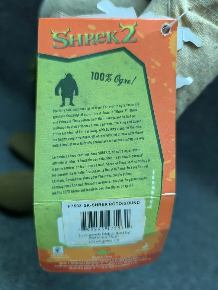Peluche Nanco 14 pulgadas Shrek 2 Shrek Ogre DreamWorks 2004 Foto 3 de 3