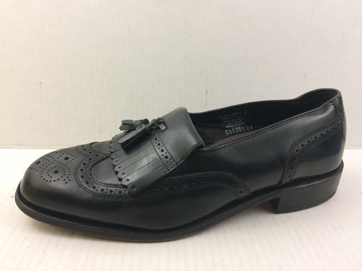 Florsheim Mens 9.5 D Med Black Leather Kiltie Tassel Loafers 