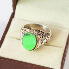 Jade Oval Cut Gemstone With 925 Sterling Silver Ring For Men's B138